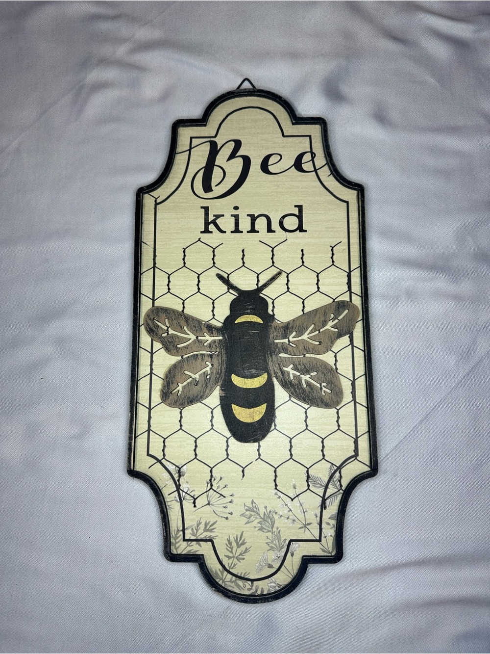 Bee Kind Wall Sign - Neutral/Black Home Wall Decor